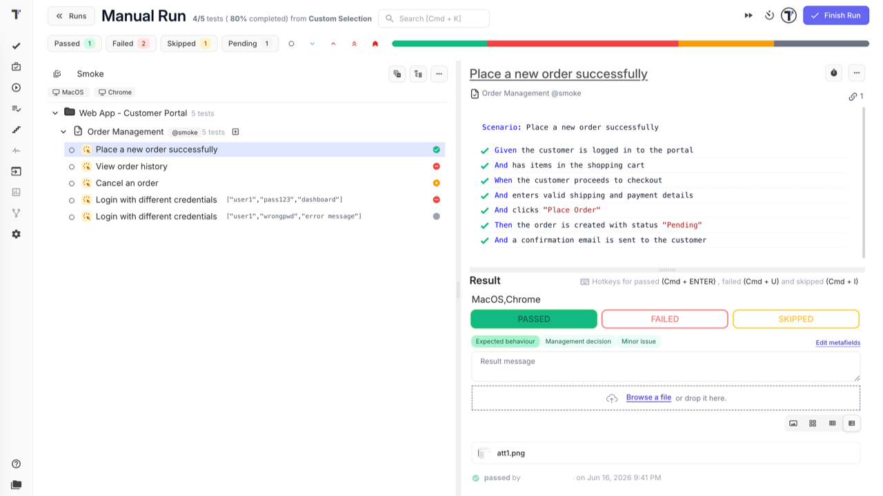 Execute Tests in a Manual Run